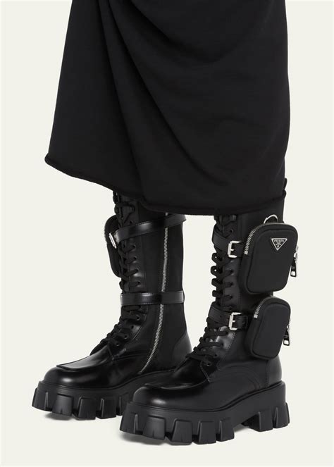 prada boots high|Prada combat boots with pouches.